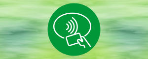 contactless symbol on green background